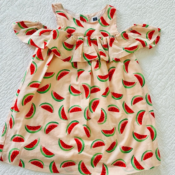 Janie and Jack watermelon summer dress ruffle cold shoulder size 2t - Picture 9 of 11